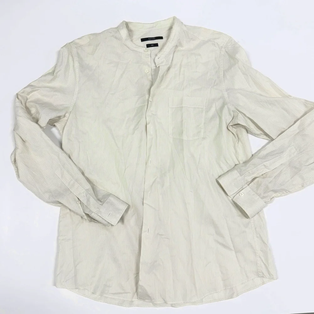 Vintage‎ Gucci Men’s Shirt, Sz 17/43, White/Beige Stripe 100% Cotton Italy